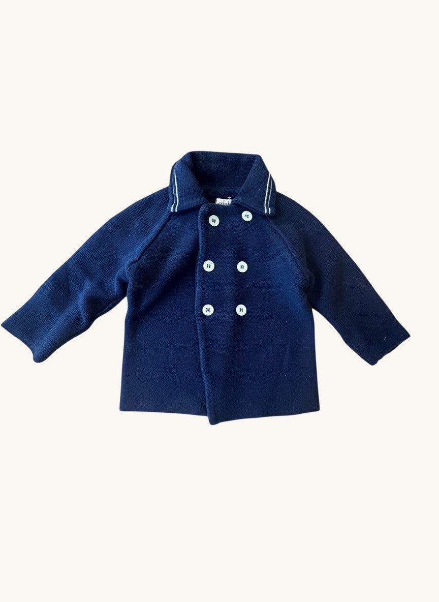 Baby Strickjacke Dunkelblau – Caban-Stil Gr.80/86 | solo tu