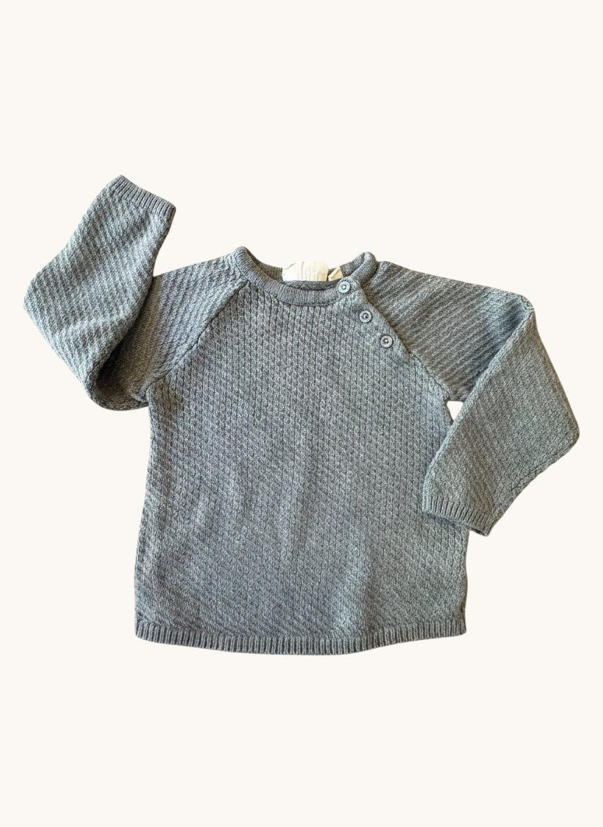 Strickpullover Grau – Nachhaltiger Baby Feinstrick-Pulli aus Bio-Baumwolle Gr.86/92 | Sense Organics