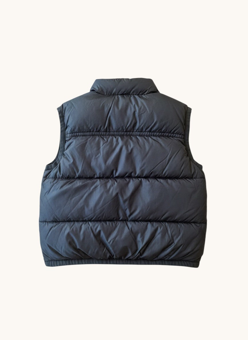 Kinder Wende-Steppweste Dunkelblau & Grau – Beidseitig tragbare Outdoor-Weste mit Teddy-Patch Gr.80/86 | Steiff