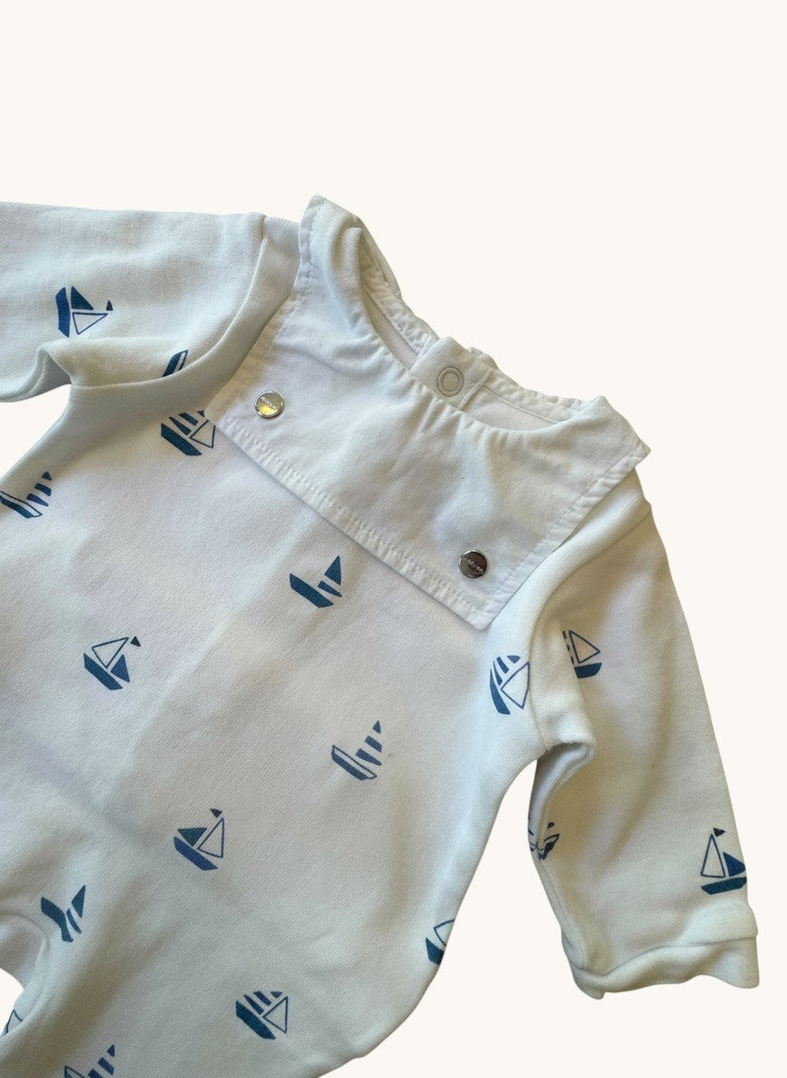 Baby-Schlafstrampler mit Segelboot-Print & Kragen Gr.54 | Unbekannt