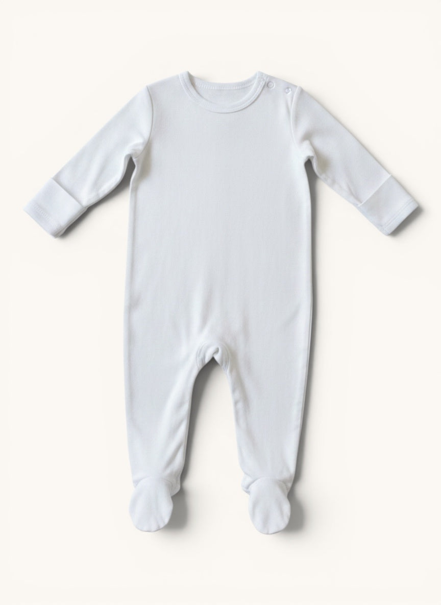 Baby-Strampler / Schlafanzug mit Füßchen in Weiß – Gr. 9M Gr.68 | Ralph Lauren