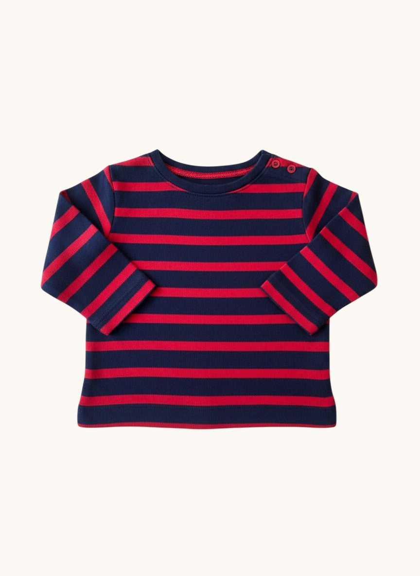 Baby-Langarmshirt Gestreift mit Schulterknöpfen – Gr. 67 / 6 Monate | boul'chou BIO