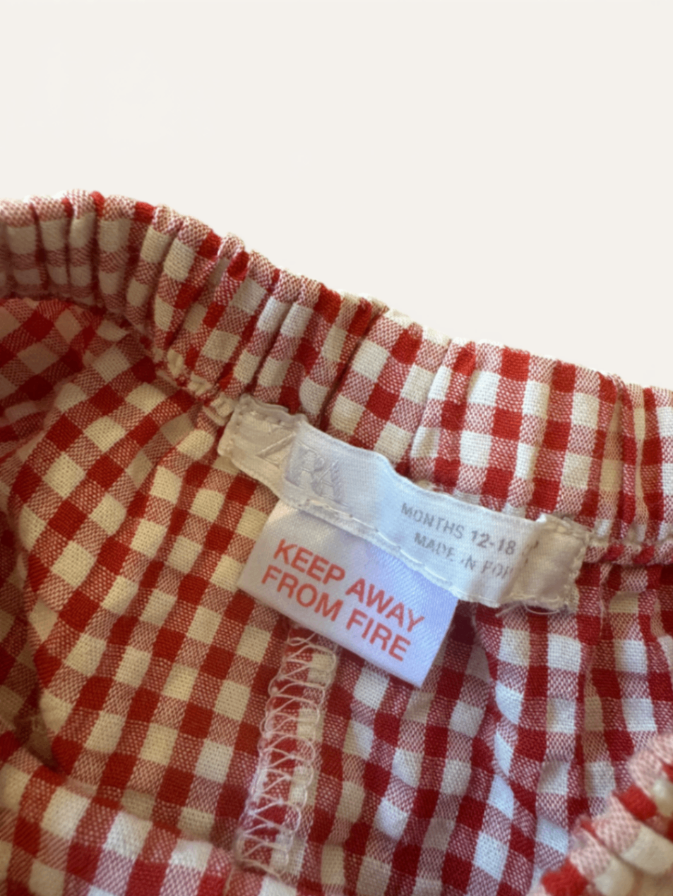 Baumwollhose im Vichy-Karo (Rot/Weiß) Gr.80 | Zara