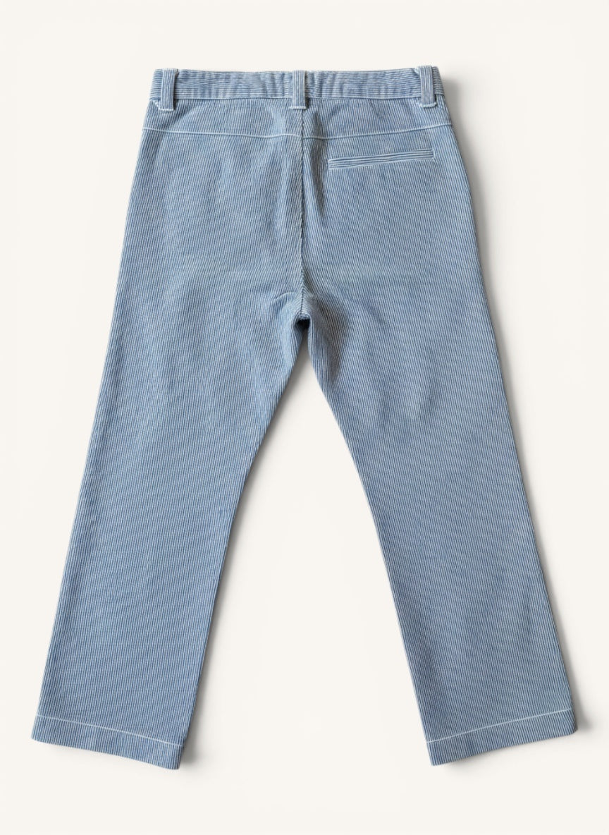 Baby-/Kleinkind-Hose aus Feincord in Blau-Weiß gestreift Gr.92/96 | Jacadi Paris