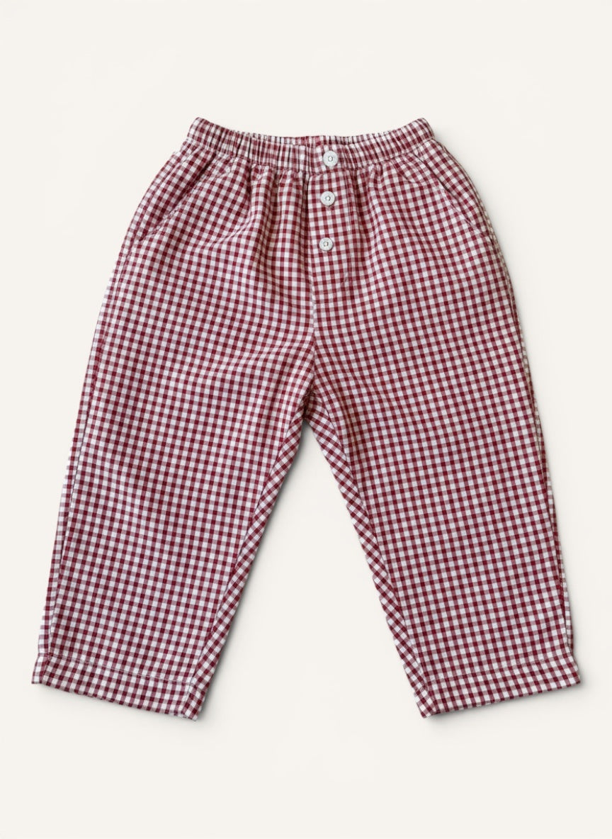 Baumwollhose im Vichy-Karo (Rot/Weiß) Gr.80 | Zara