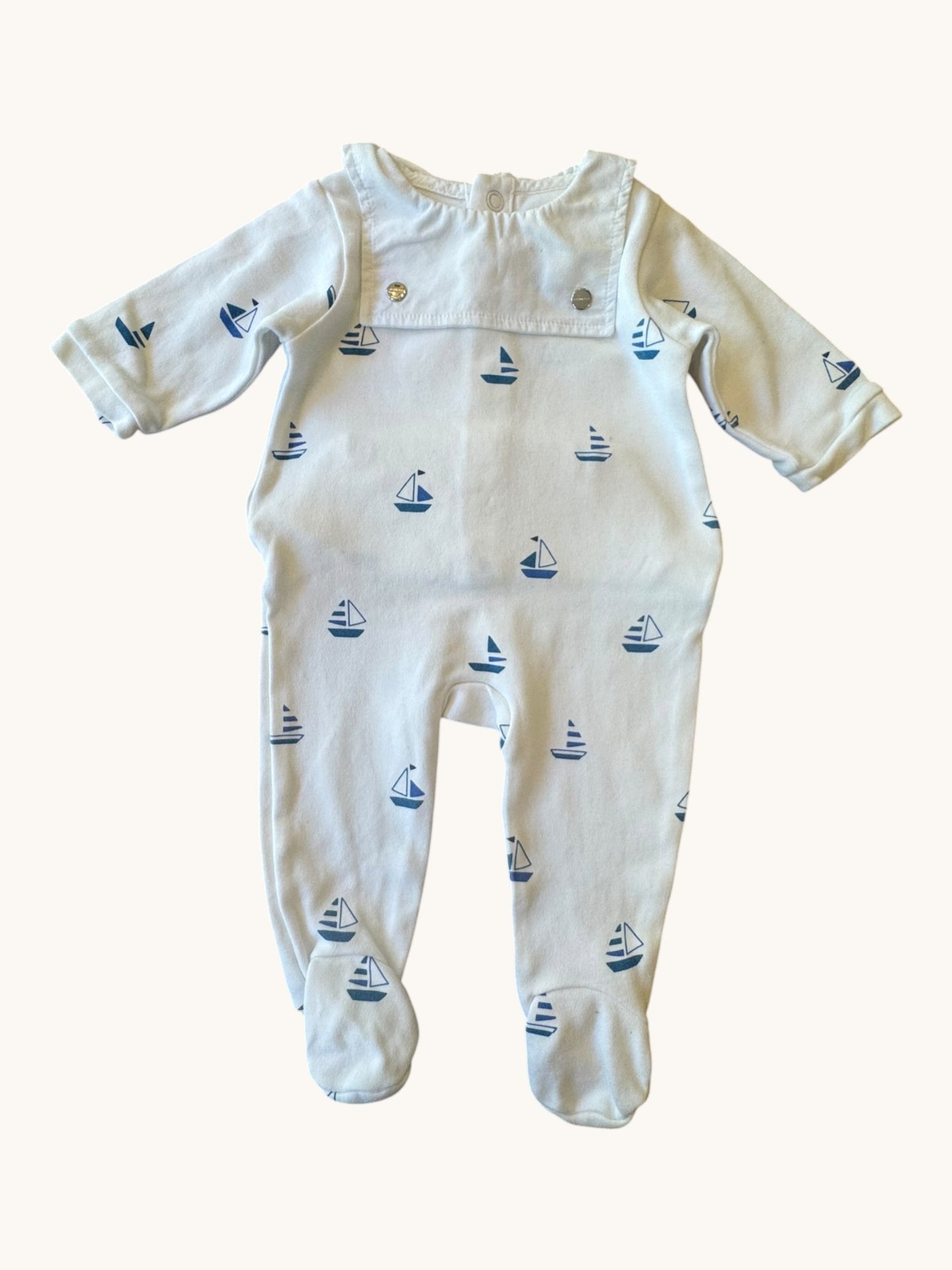 Baby-Schlafstrampler mit Segelboot-Print & Kragen Gr.54 | Unbekannt
