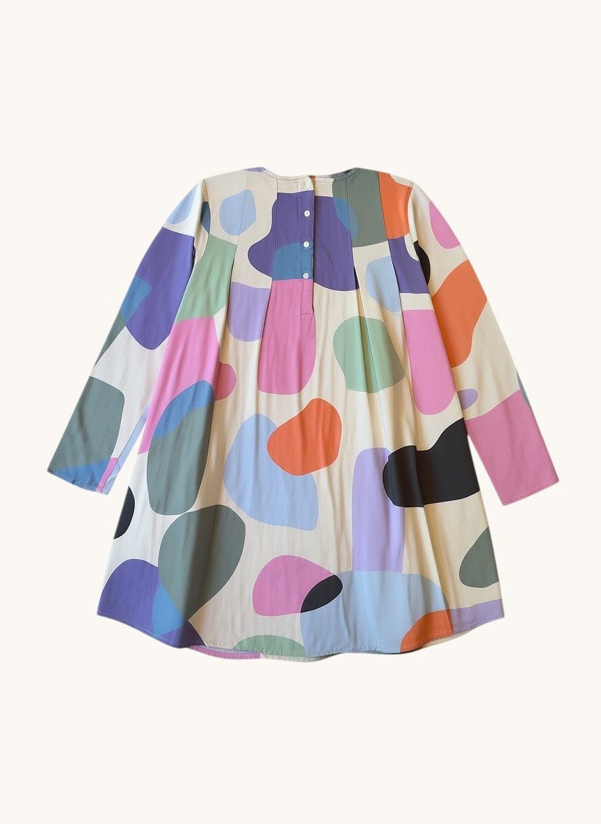 Mädchen-Kleid mit abstraktem Pastell-Muster Gr.140 | Arsène & Les Pipelettes