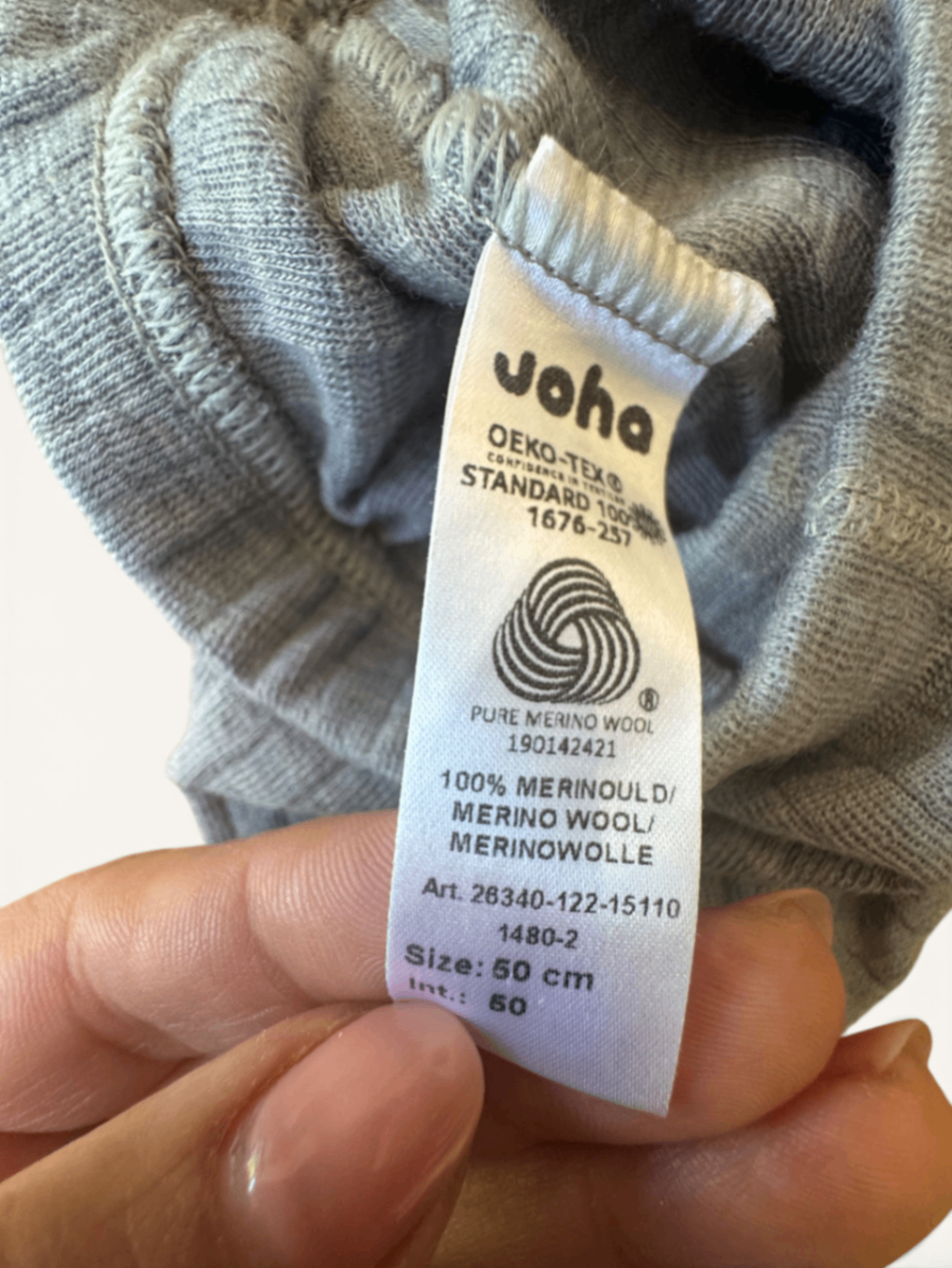 Baby-Leggings aus 100% Merinowolle in Grau-Melange – Gr.50 | Joha