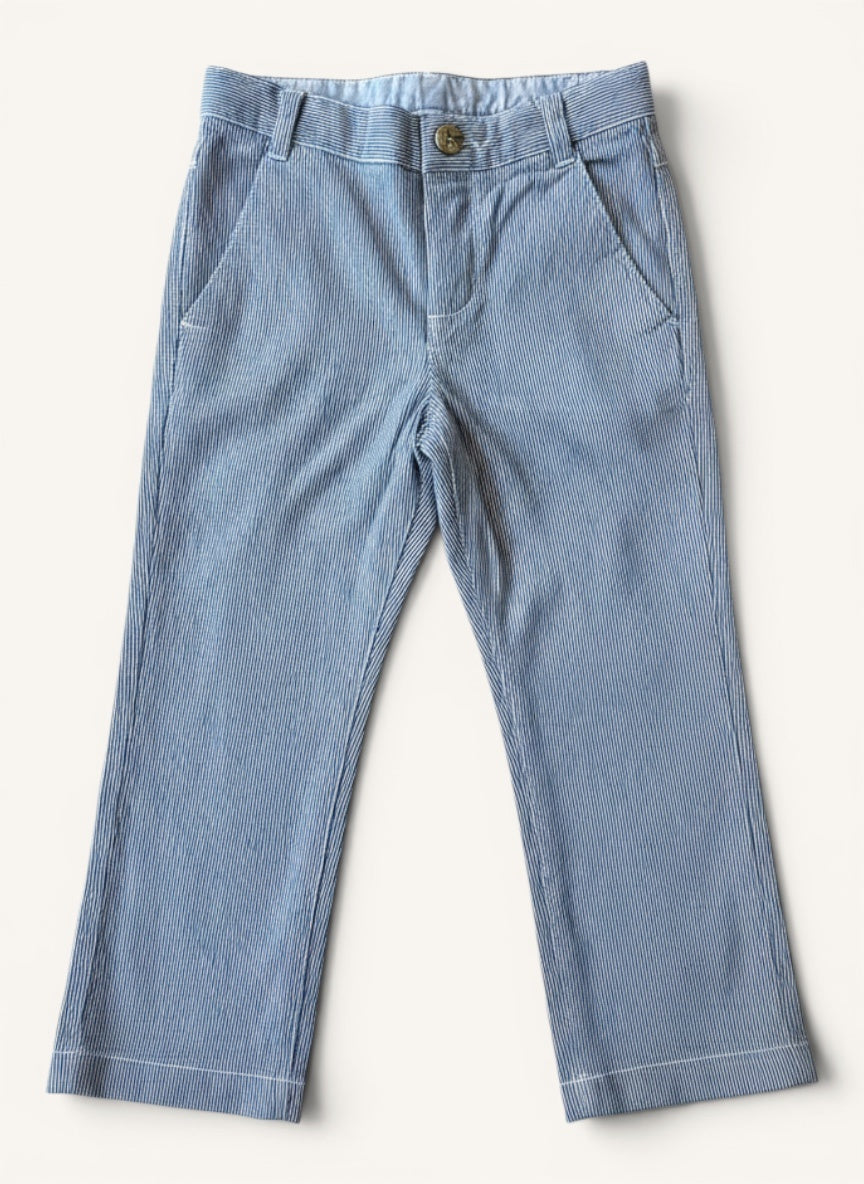 Baby-/Kleinkind-Hose aus Feincord in Blau-Weiß gestreift Gr.92/96 | Jacadi Paris