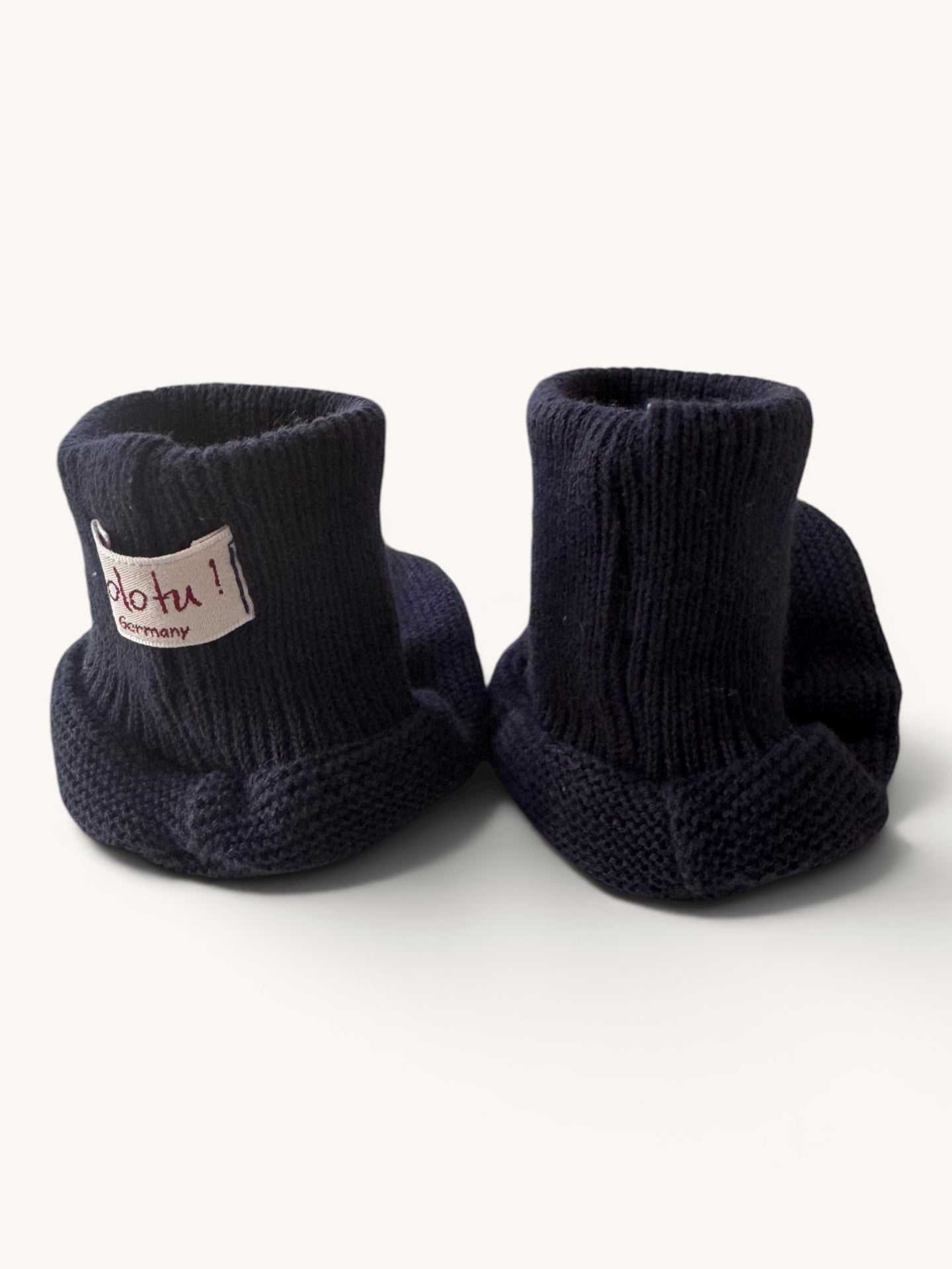 Premium Babyschuhe aus weicher Wolle Dunkelblau Gr.3-6m | Soto
