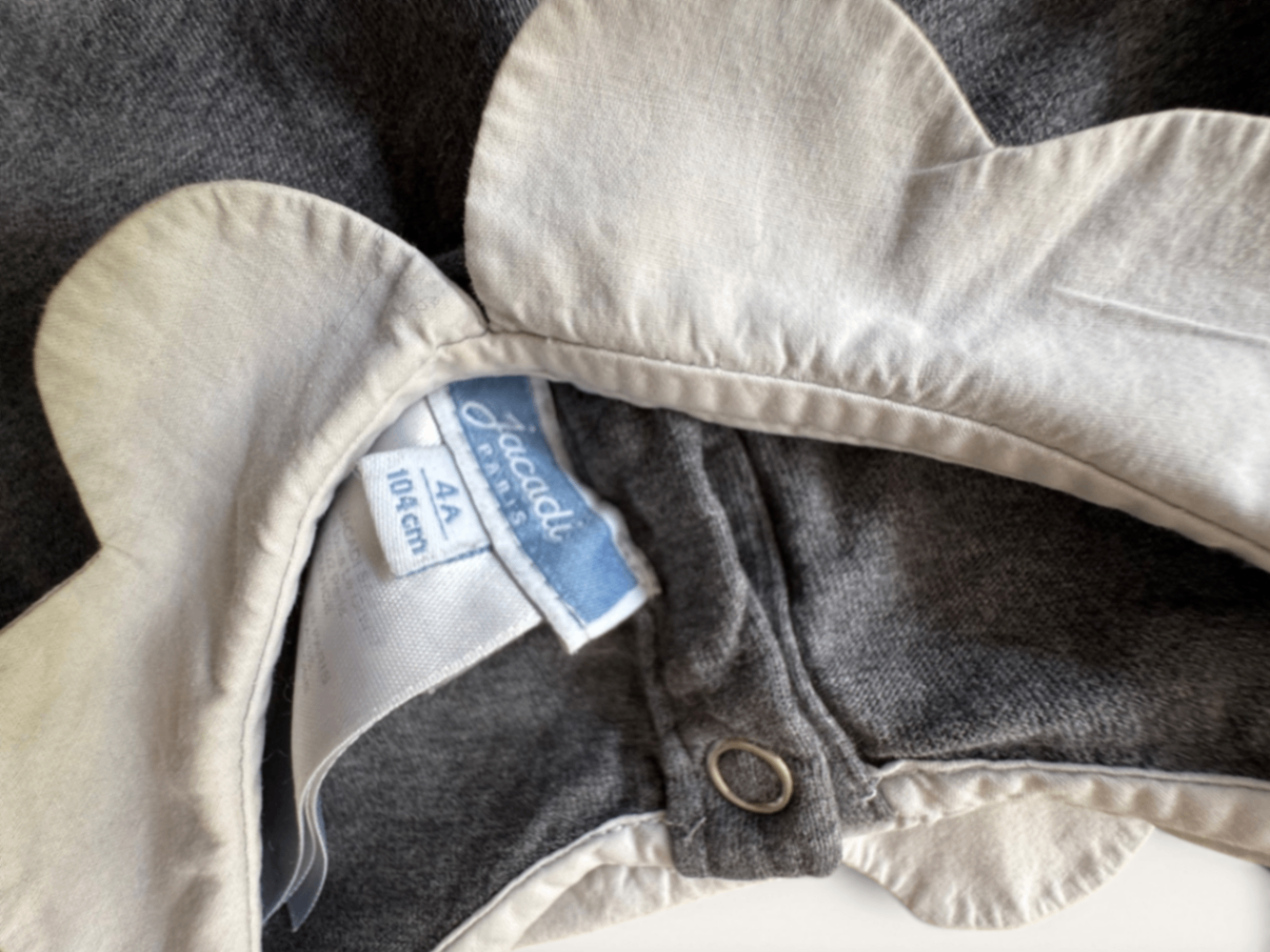Feines Langarmshirt mit Wellen-Bubikragen in Grau Gr.104 | Jacadi Paris