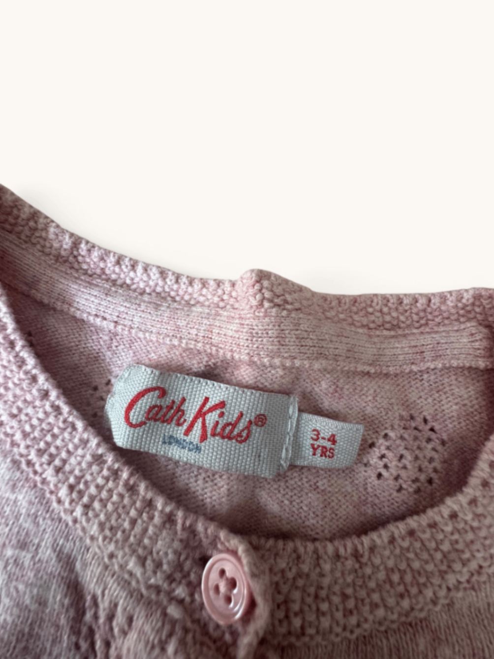 Zarte Strickjacke mit Lochmuster in Pastellrosa Gr.3-4 YRS | Cath Kidston