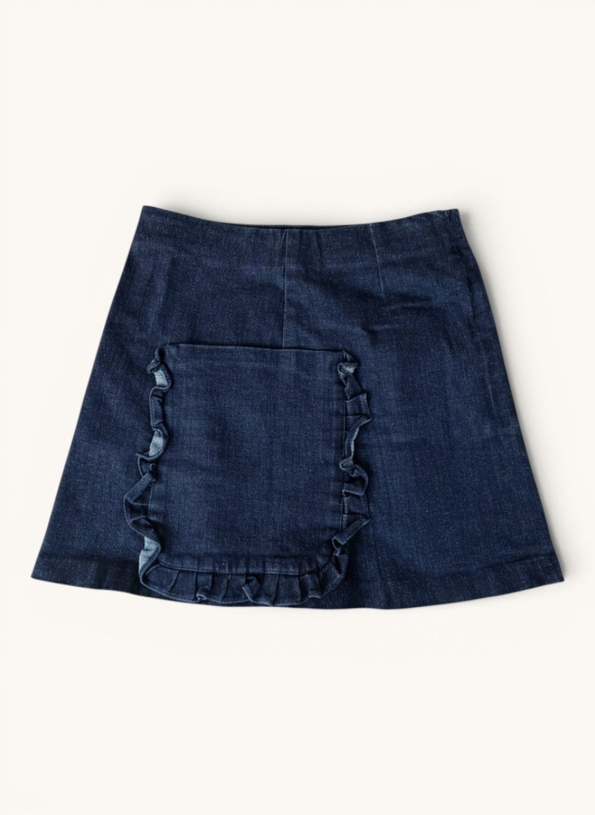 Minimalistischer Jeansrock mit Rüschentasche Gr.152/12A | Jacadi Paris