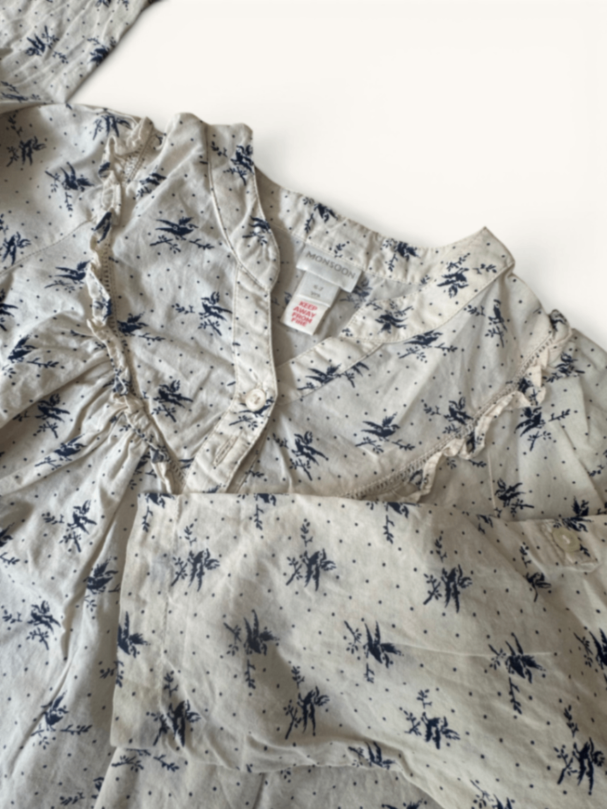 Leichte Baumwollbluse mit Vögelchen-Print Gr.116/122 | Monsoon