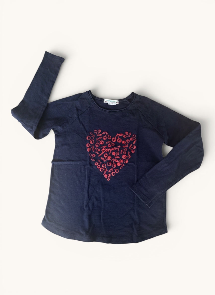 Langarmshirt mit Kirschen-Herz-Print Gr.8 | Rosemount