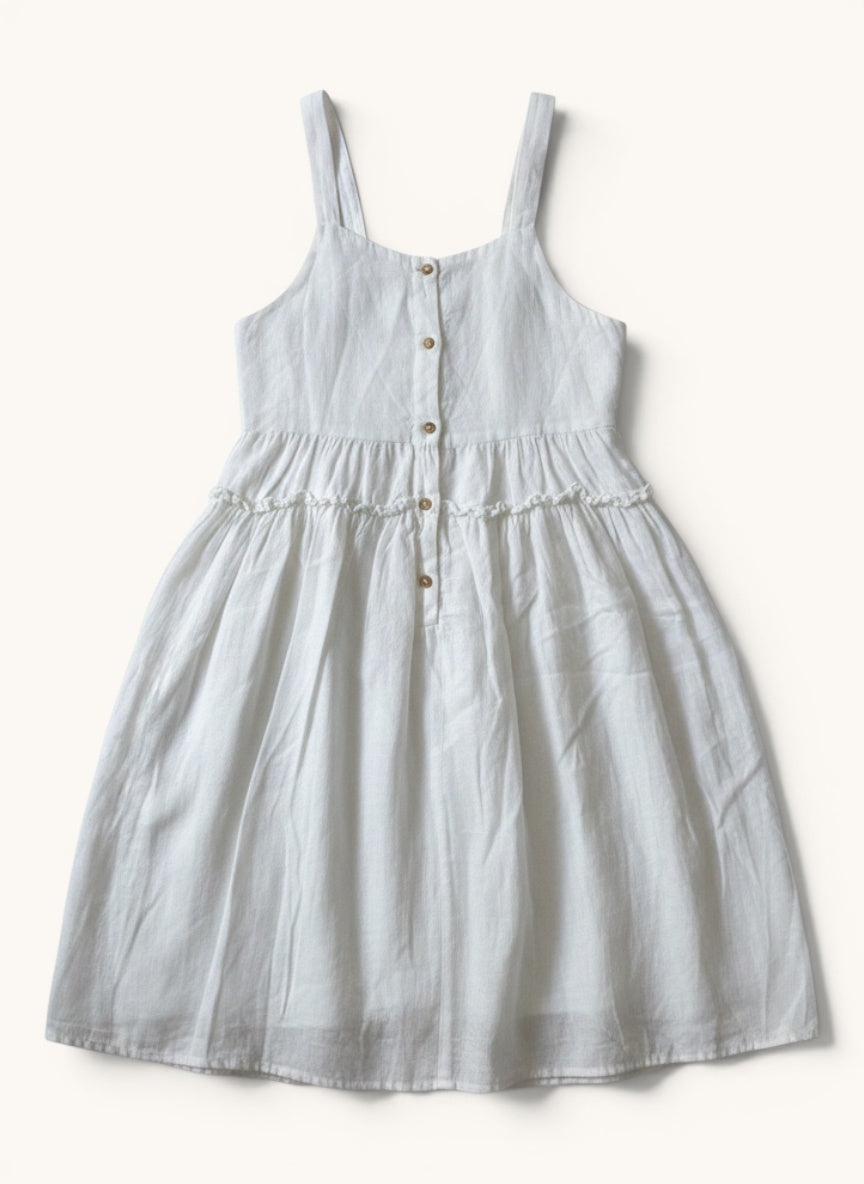 Luftiges Leinen-Trägerkleid in strahlendem Weiß Gr.11-12 / 152 | Zara