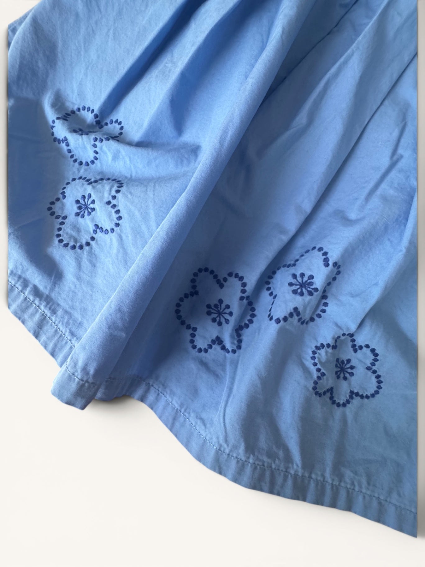 Baumwollrock mit Blüten-Lochstickerei Hellblau Gr.128CM | Jacadi