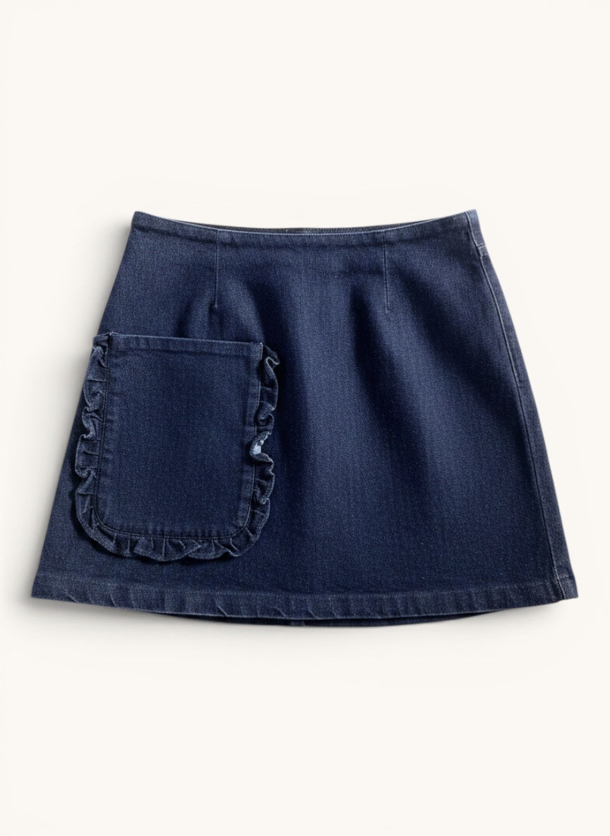 Minimalistischer Jeansrock mit Rüschentasche Gr.152/12A | Jacadi Paris