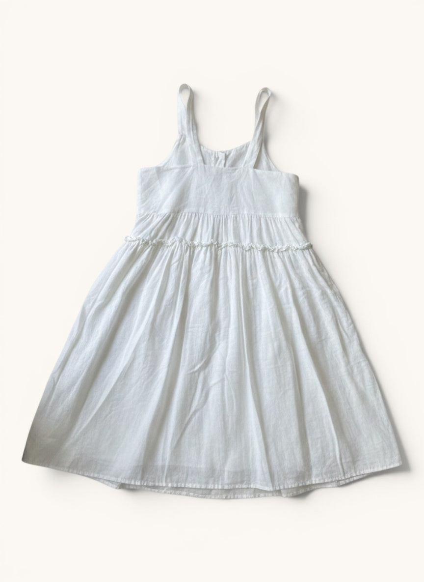 Luftiges Leinen-Trägerkleid in strahlendem Weiß Gr.11-12 / 152 | Zara