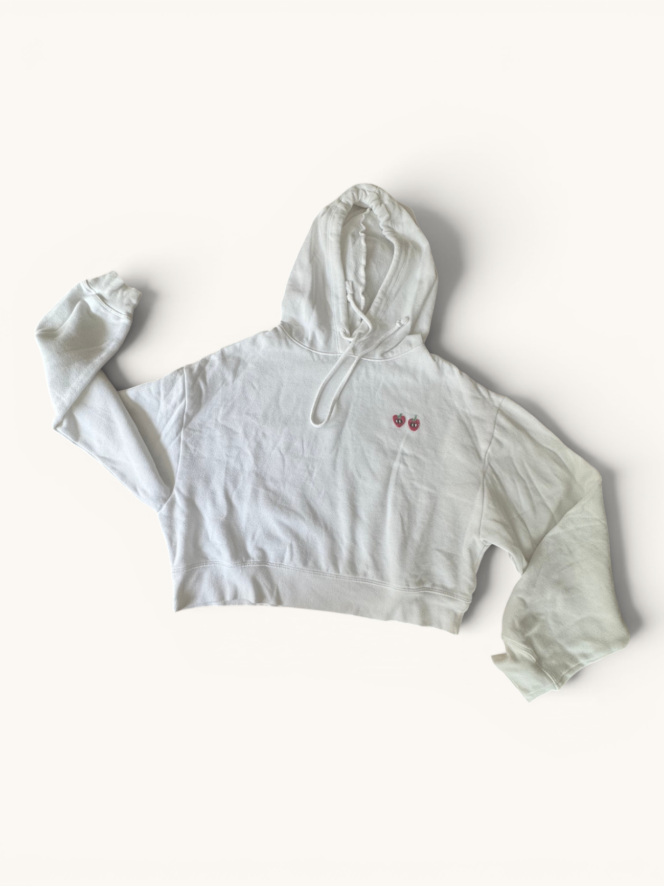 Lässiger Cropped-Hoodie mit Erdbeer-Stickerei Gr.164 | PINK