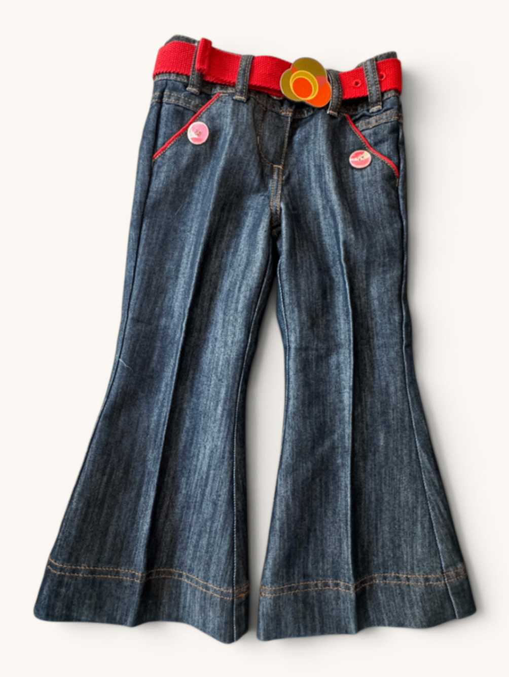 Vintage Y2K Schlagjeans mit buntem Gürtel Gr.104 | next