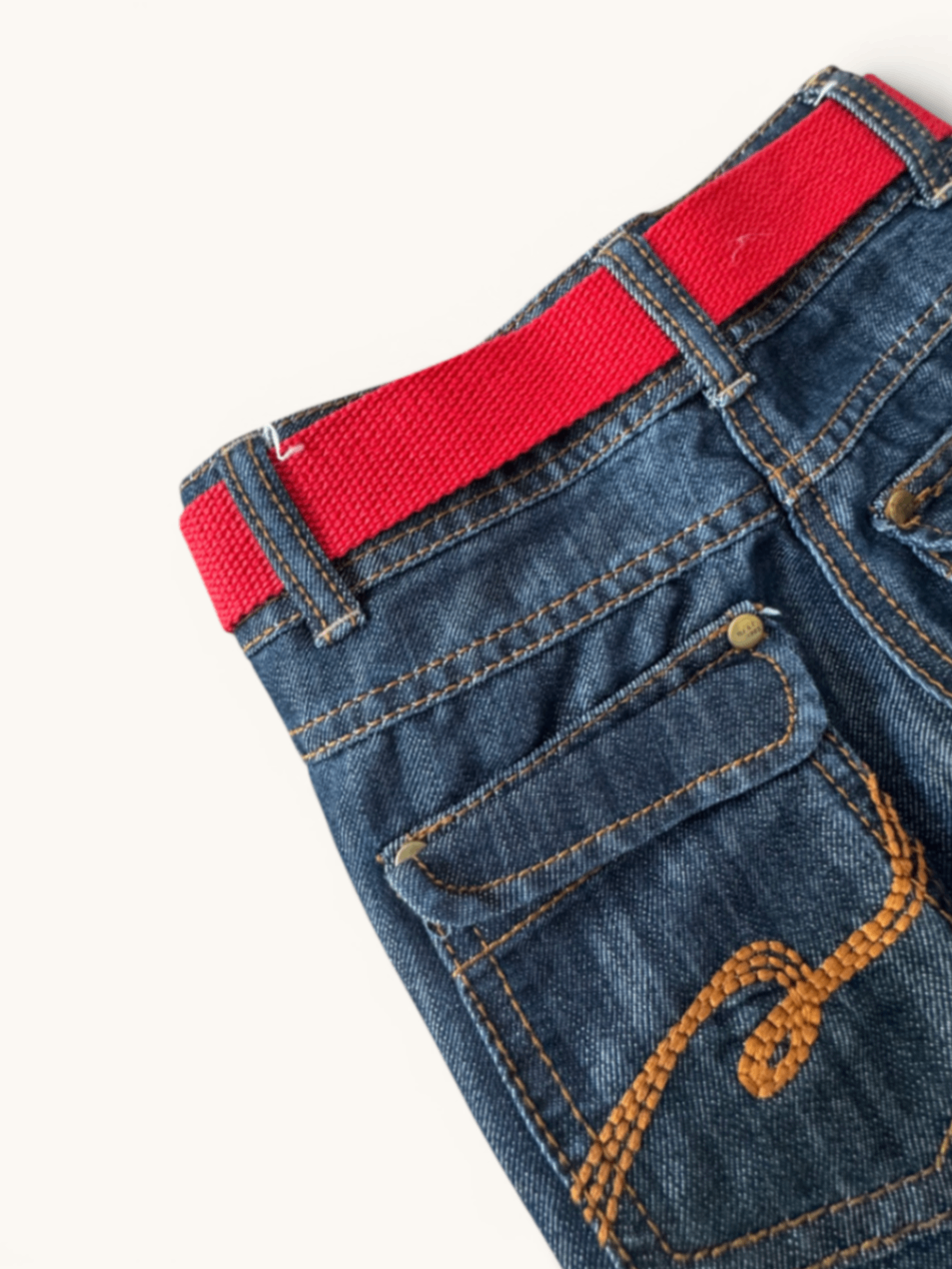 Vintage Y2K Schlagjeans mit buntem Gürtel Gr.104 | next