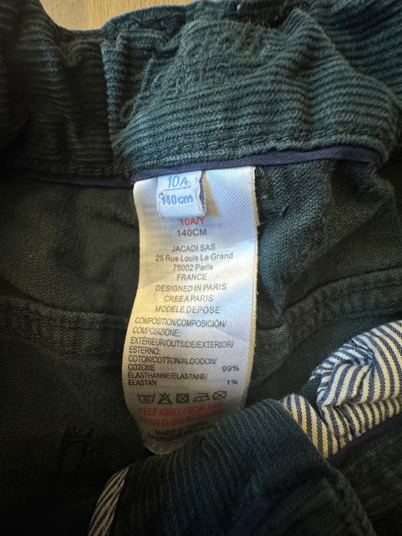 Cordhose in Dunkelgrün / Petrol Gr.140 / 10 | Jacadi