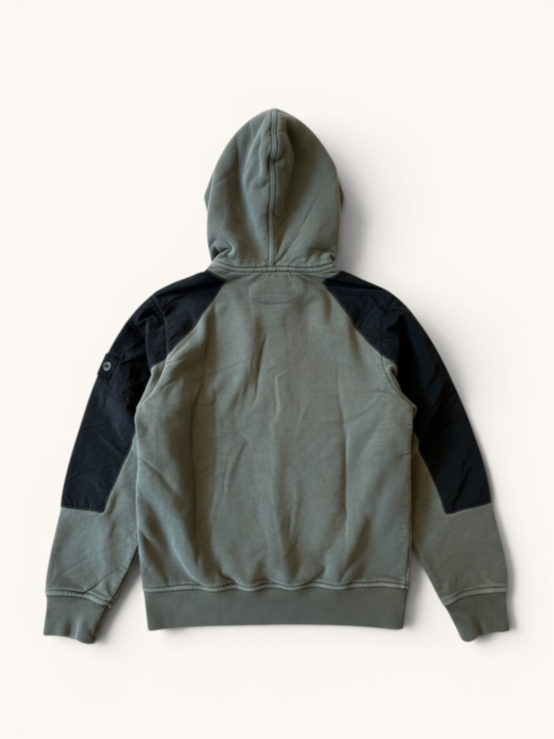 remium Zip-Hoodie im Material-Mix Oliv-Schwarz Gr.10 | Stone Island Junior