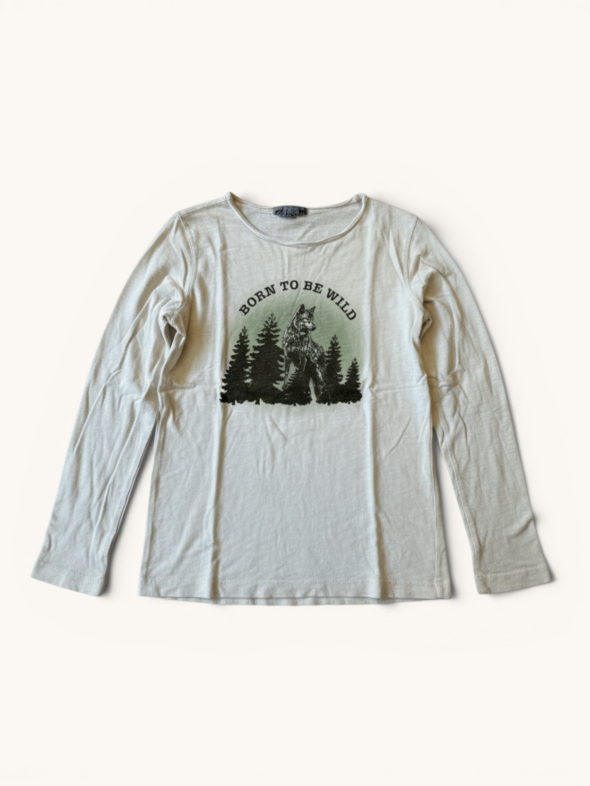 Cooles Wildnis-Longsleeve „Born to be Wild“ Beige Gr.10 | Bonton