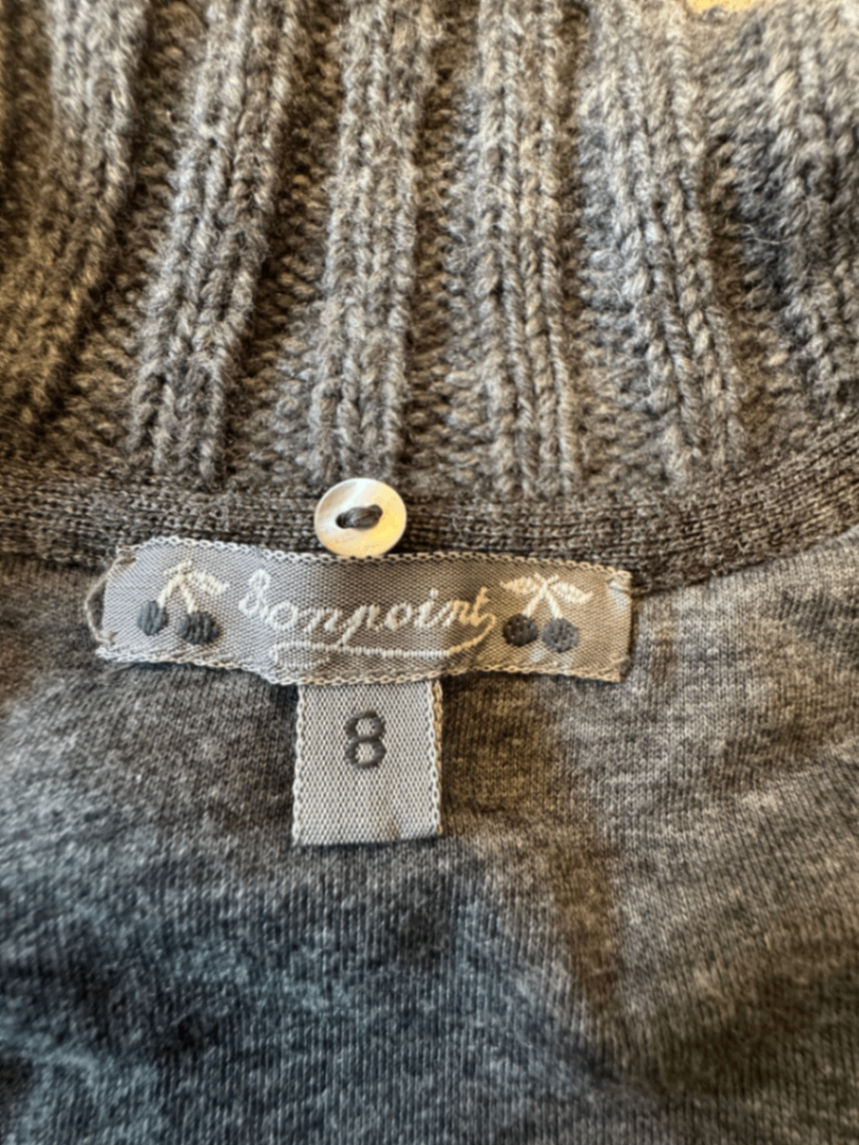 Strickjacke mit Stehkragen & Zopfmuster Dunkelgrau Gr.8 | Bonpoint
