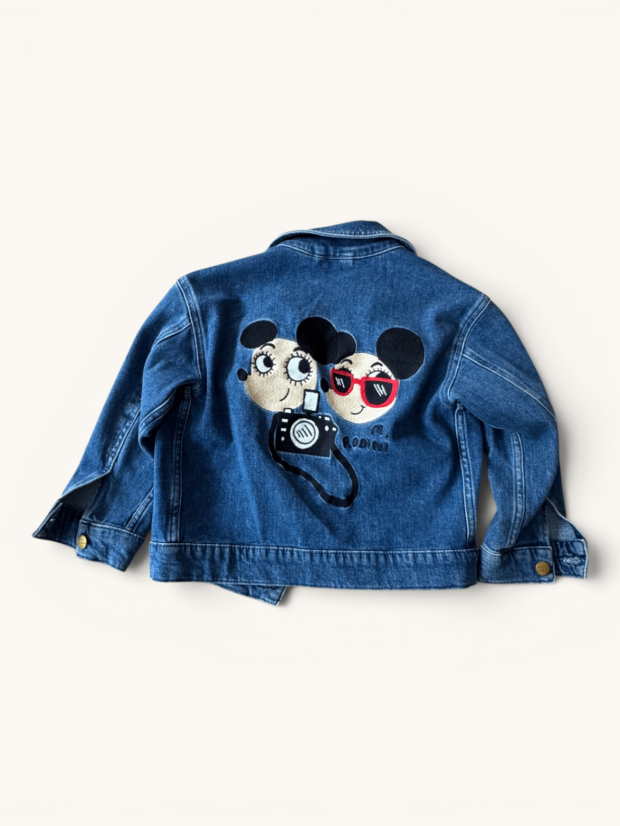 Jeansjacke mit Sonnenbrillen-Stickerei Blau Gr.104 | Mini Rodini