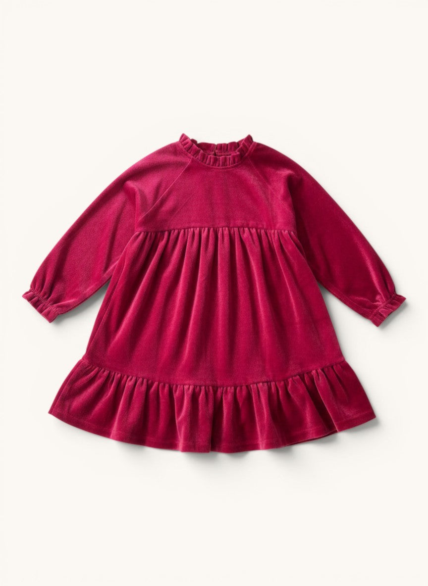 Samtiges Langarmkleid mit Stehkragen Beere Gr.110 | Hust and Claire