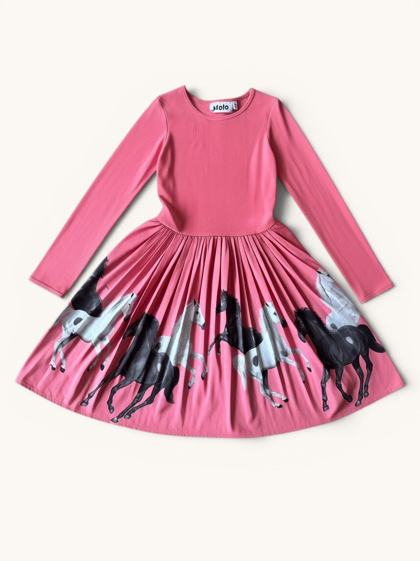 Langarmkleid mit Wildpferde-Print Gr.110/116 | Molo