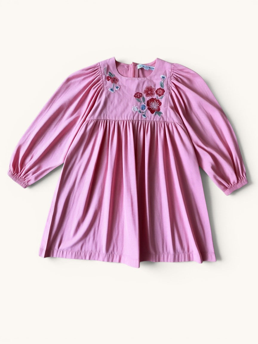 Baumwollkleid mit Blumenstickerei Pink Gr.110 | Tartine et Chocolat