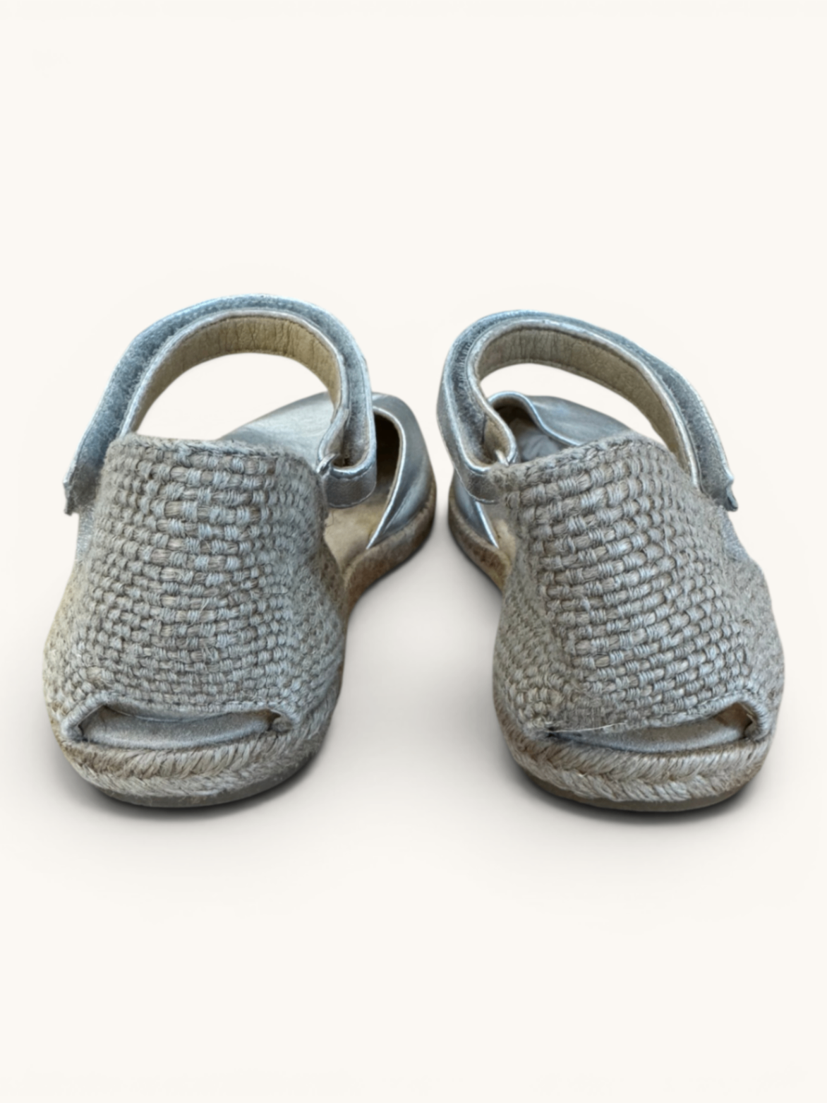 Espadrille-Sandalen in Metallic-Silber Gr.35 | Unisa