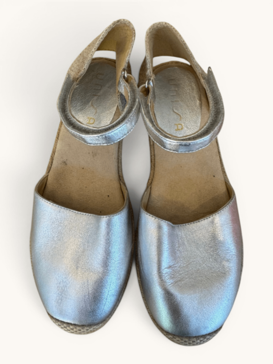 Espadrille-Sandalen in Metallic-Silber Gr.35 | Unisa