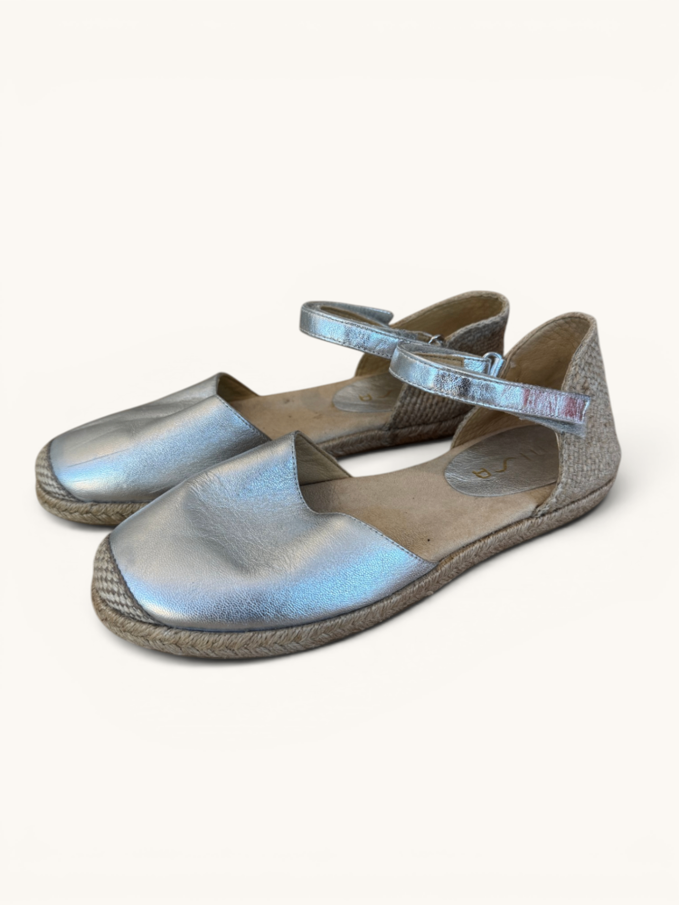 Espadrille-Sandalen in Metallic-Silber Gr.35 | Unisa