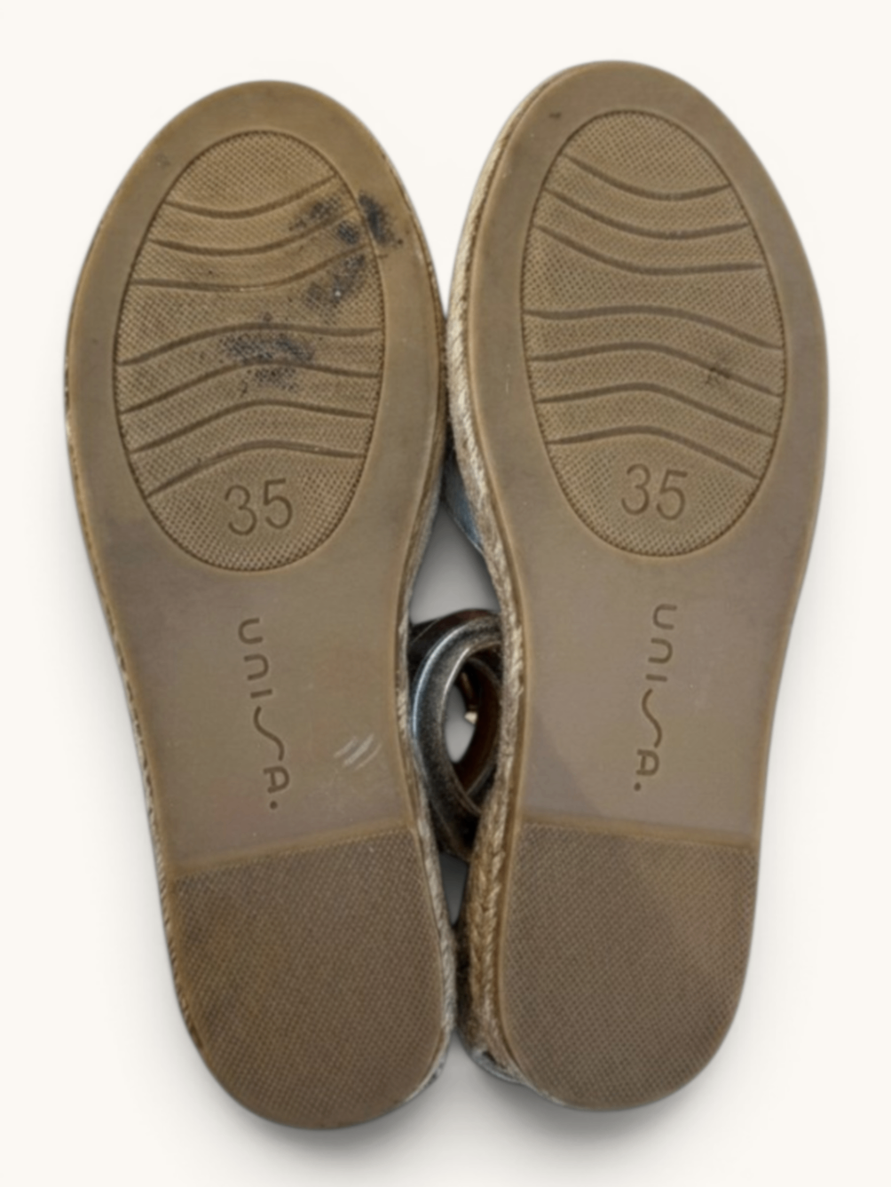 Espadrille-Sandalen in Metallic-Silber Gr.35 | Unisa
