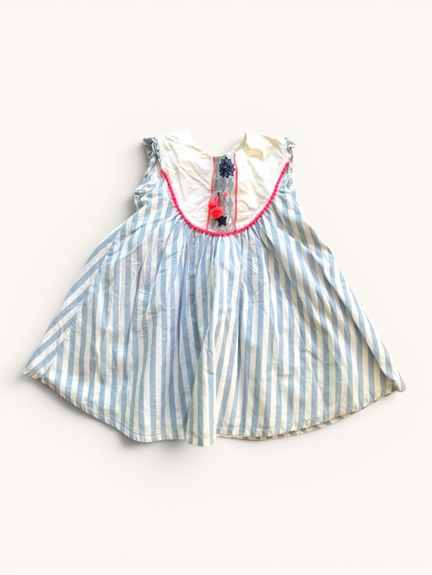 Gestreiftes Sommerkleid mit Quasten & Pompons Gr.3 / 98 | Billieblush