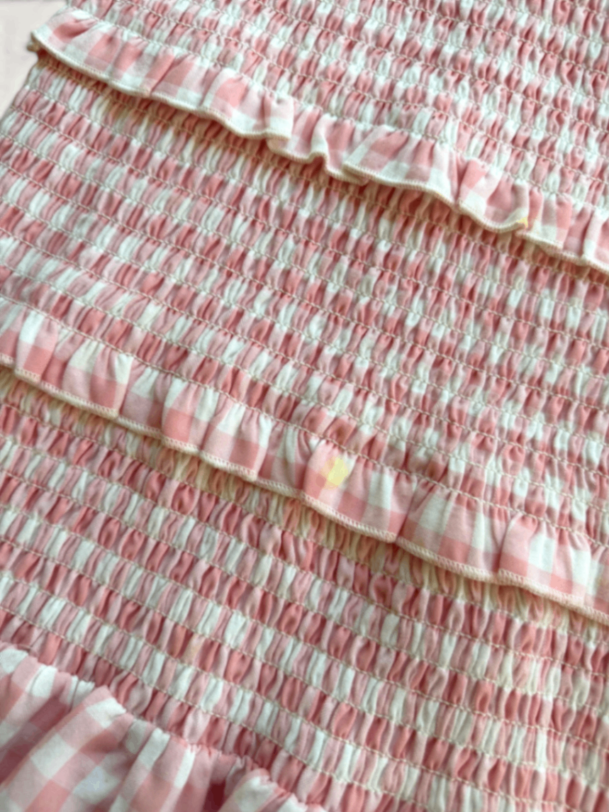 Gesmoktes Trägerkleid im Vichy-Look Gr.110/116 (Label wurde entfernt) | Marke unbekannt