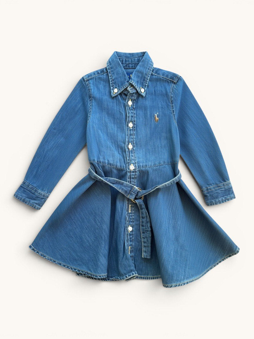 Denim-Blusenkleid mit Bindegürtel Gr. 92/2 | Ralph Lauren