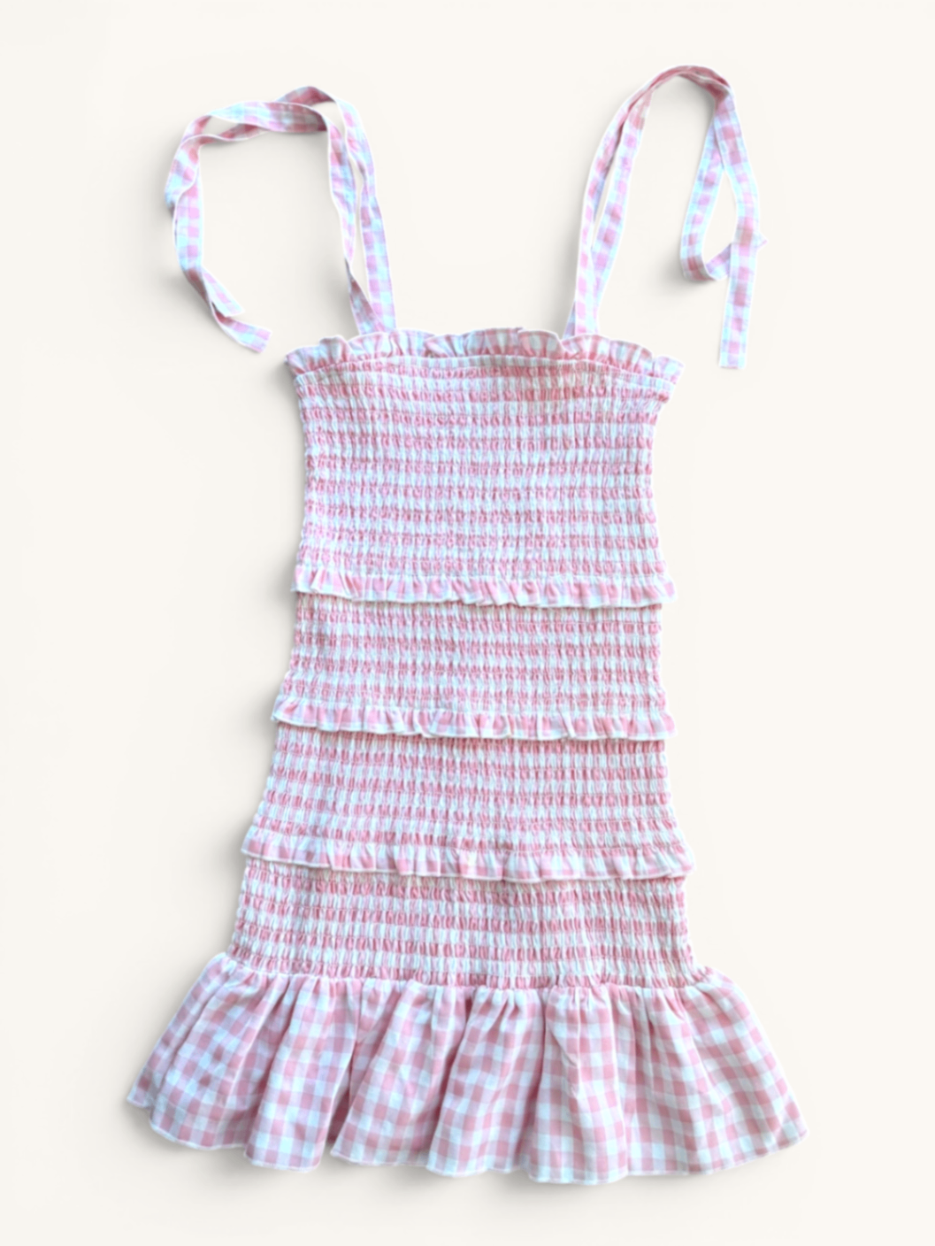Gesmoktes Trägerkleid im Vichy-Look Gr.110/116 (Label wurde entfernt) | Marke unbekannt