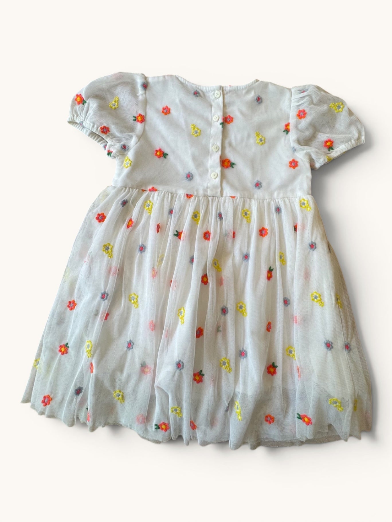 Weißes Tüllkleid mit bunten Blumen-Stickereien Weiß Gr.92/98 | Stella McCartney