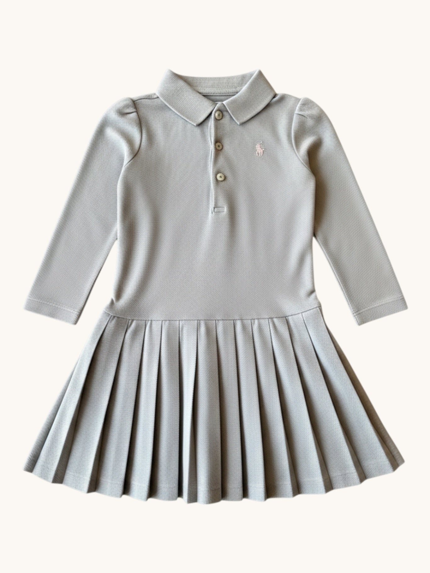 Langarm-Polokleid mit Plissee-Rock Grau Gr.92 | Ralph Lauren