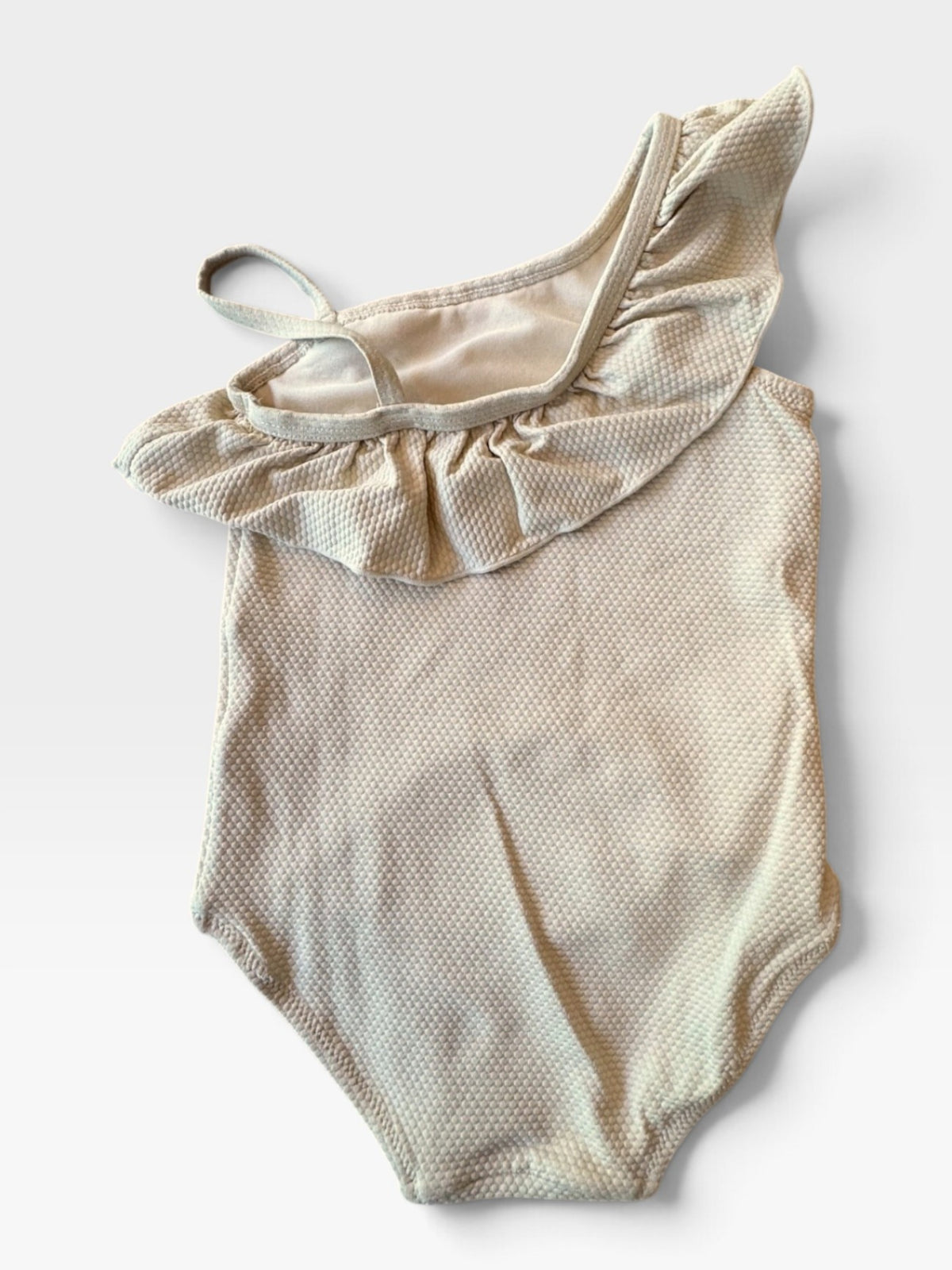 One-Shoulder Badeanzug mit Volants Beige Gr.92 | H&M