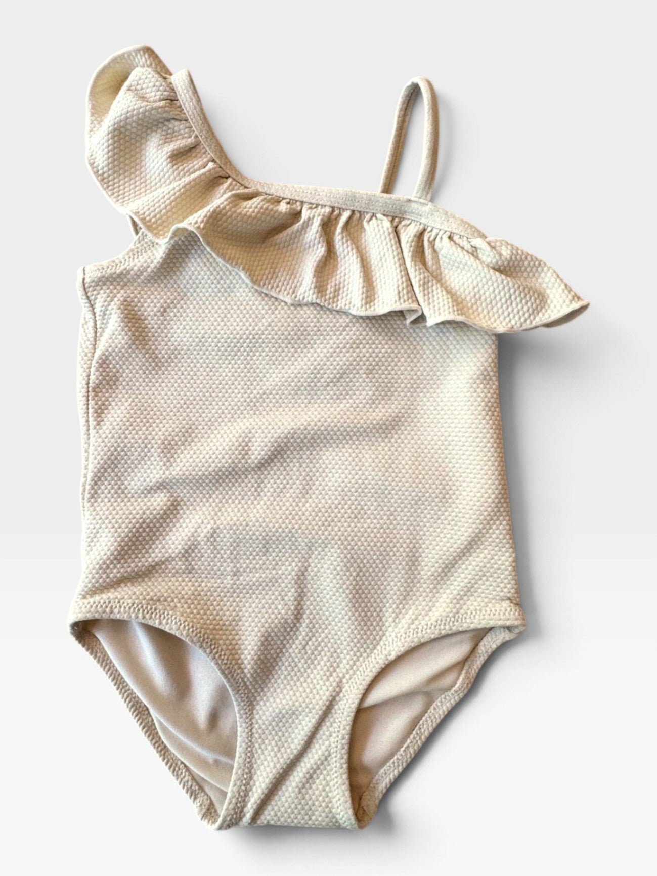 One-Shoulder Badeanzug mit Volants Beige Gr.92 | H&M
