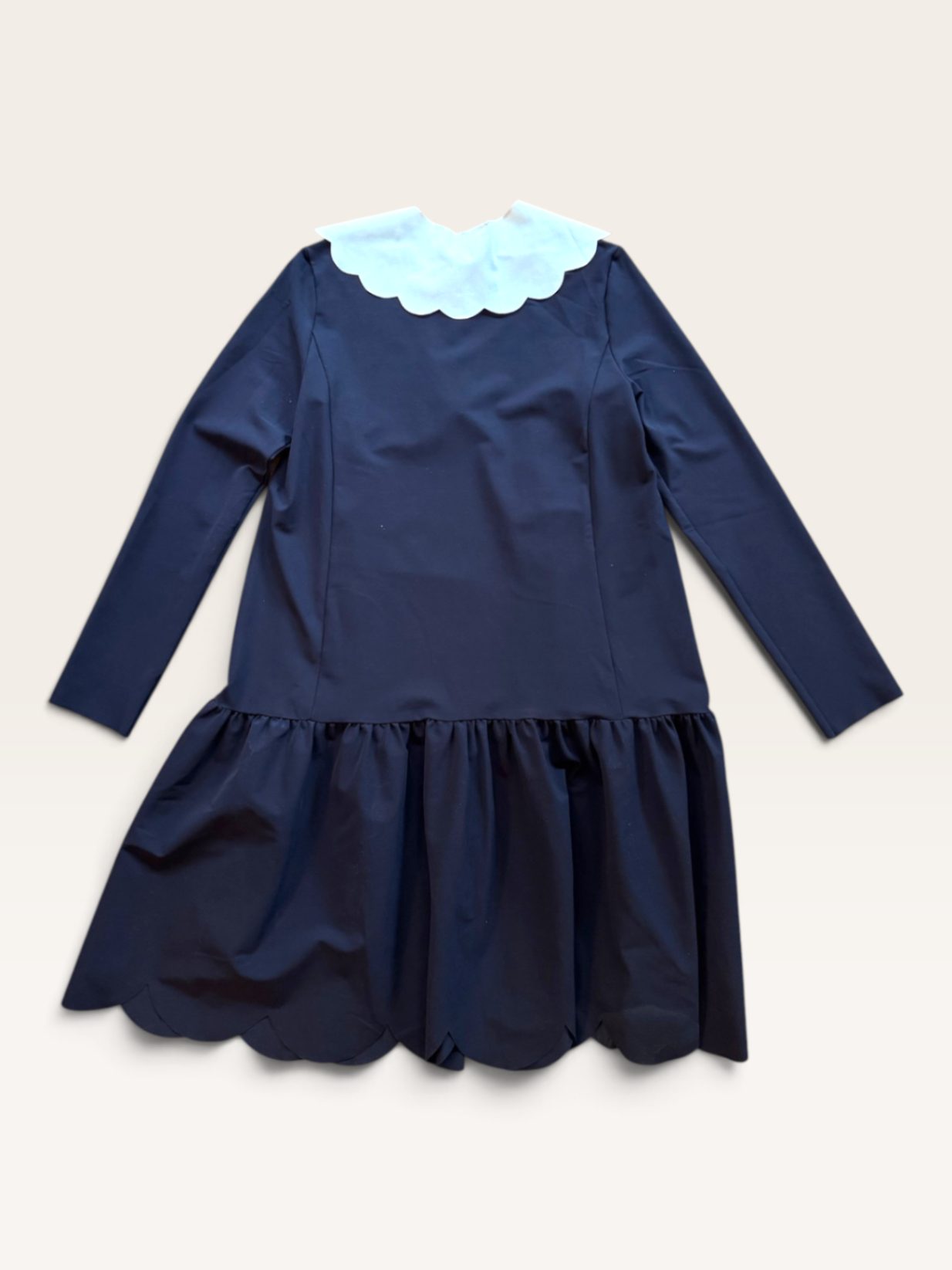 Dunkelblaues Kleid mit Scallop-Kragen und Faltenrock | Il Gufo (Neu mit Etikett)