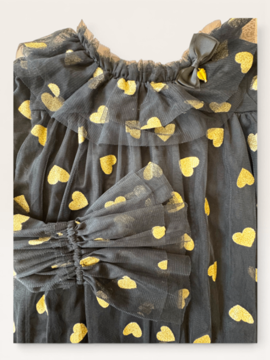 Festliches Tüllkleid mit goldenen Glitzerherzen Gr.12-13Y | angel's face
