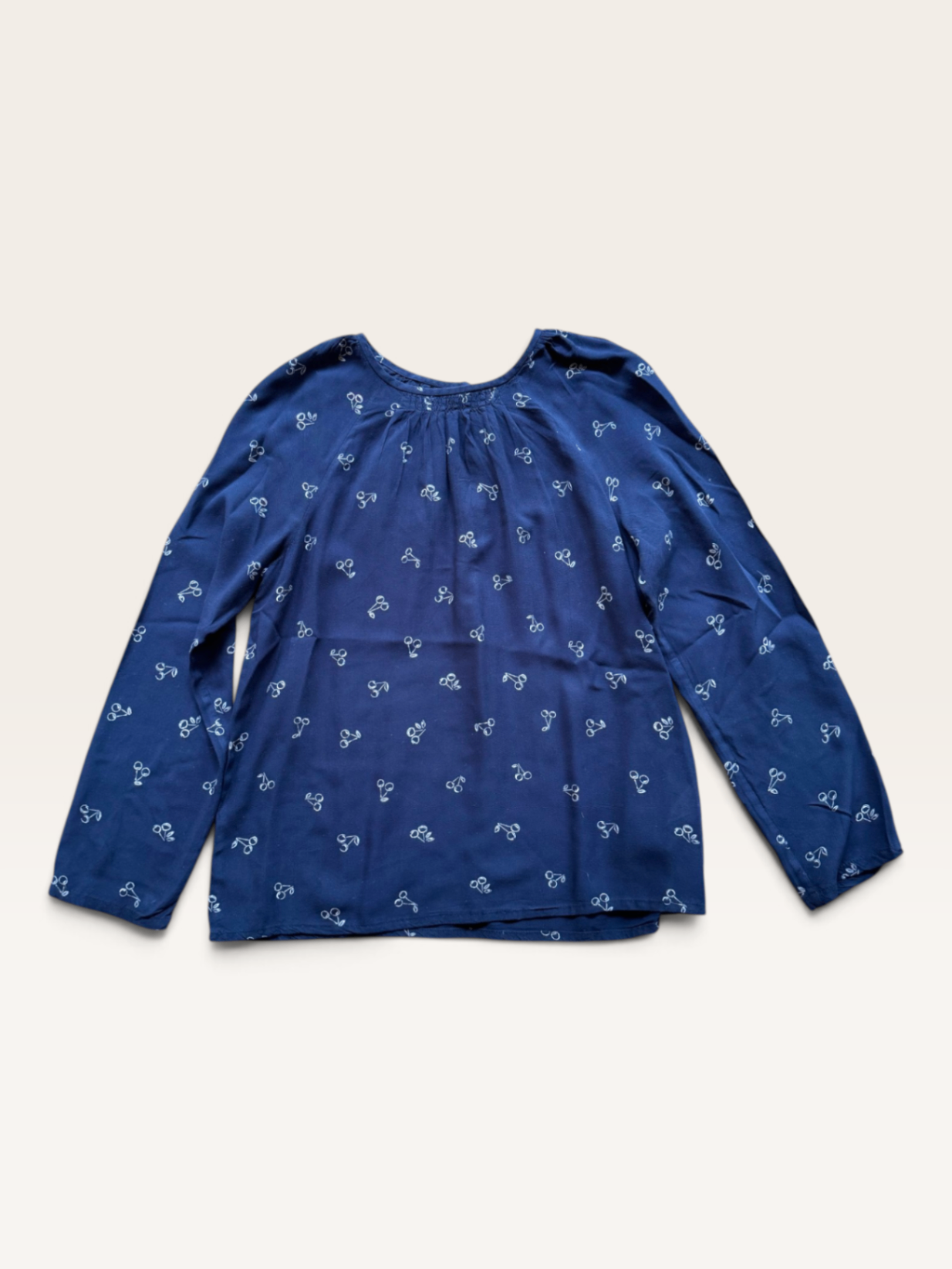 Langarm-Bluse mit Kirschen-Print Dunkelblau Gr.12 | Bonpoint