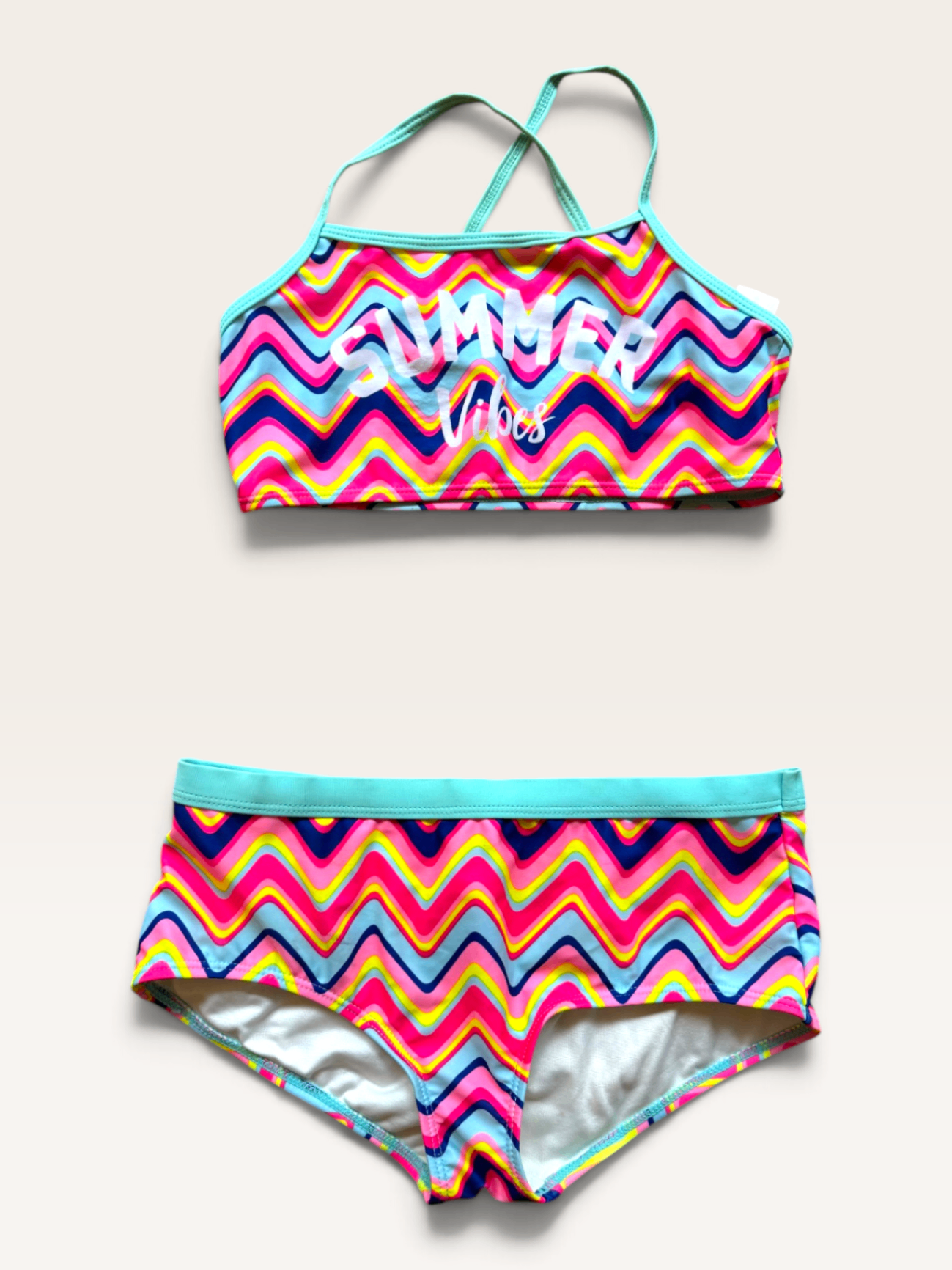 Farbenfroher Zickzack-Bikini „Summer Vibes“ Gr.146/152 | Y.F.K.